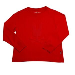 Psycho Bunny Kids Long Sleeve Red Pima Cotton Tee Size 4 XXS